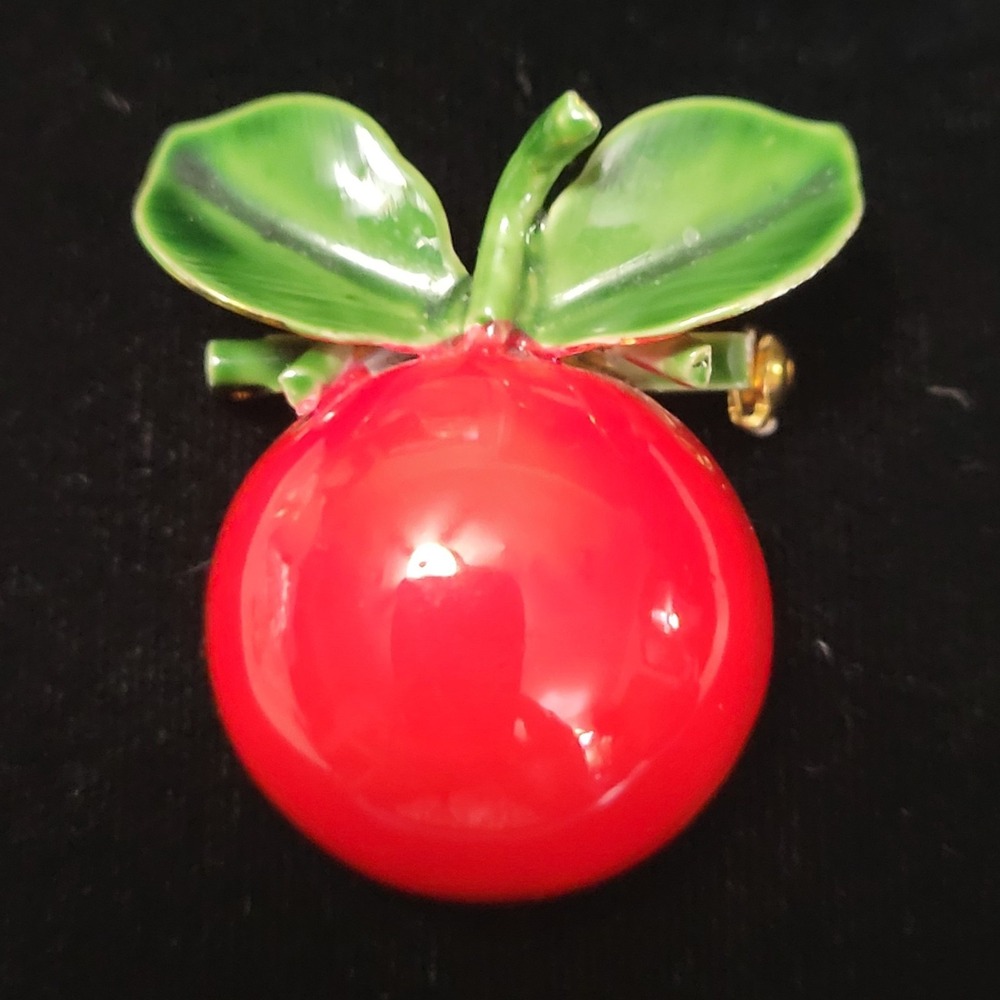 Vintage ORIGINAL BY ROBERT Signed Enamel Red Fruit‎ Brooch Pin